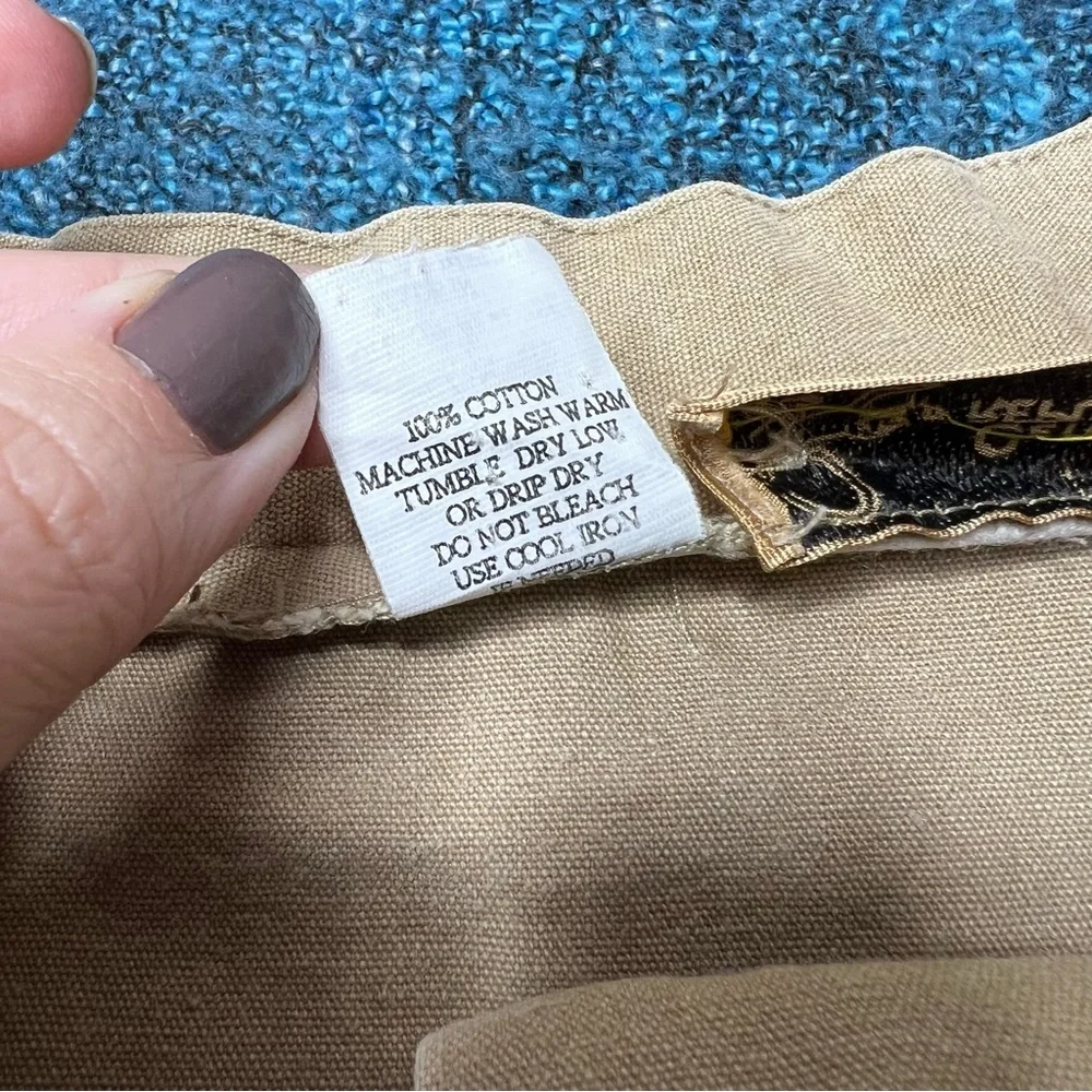 Vintage Cetro Republic Button Front Pleated Midi Skirt in Tan Khaki Western